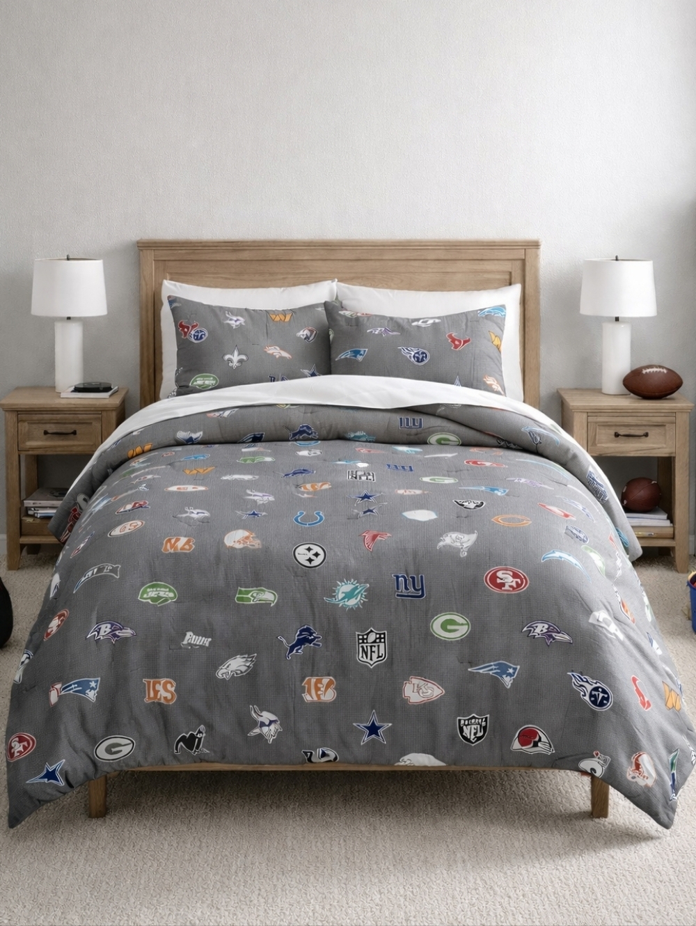 Pottery Barn Teen NFL Logo Comforter Twin XL Gray New